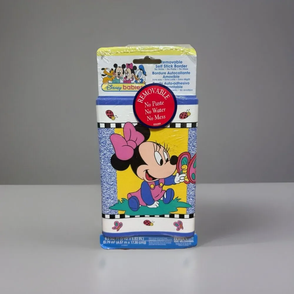New Vintage 1990s Disney Babies Decorative Border Vinyl 5 Yards Minnie